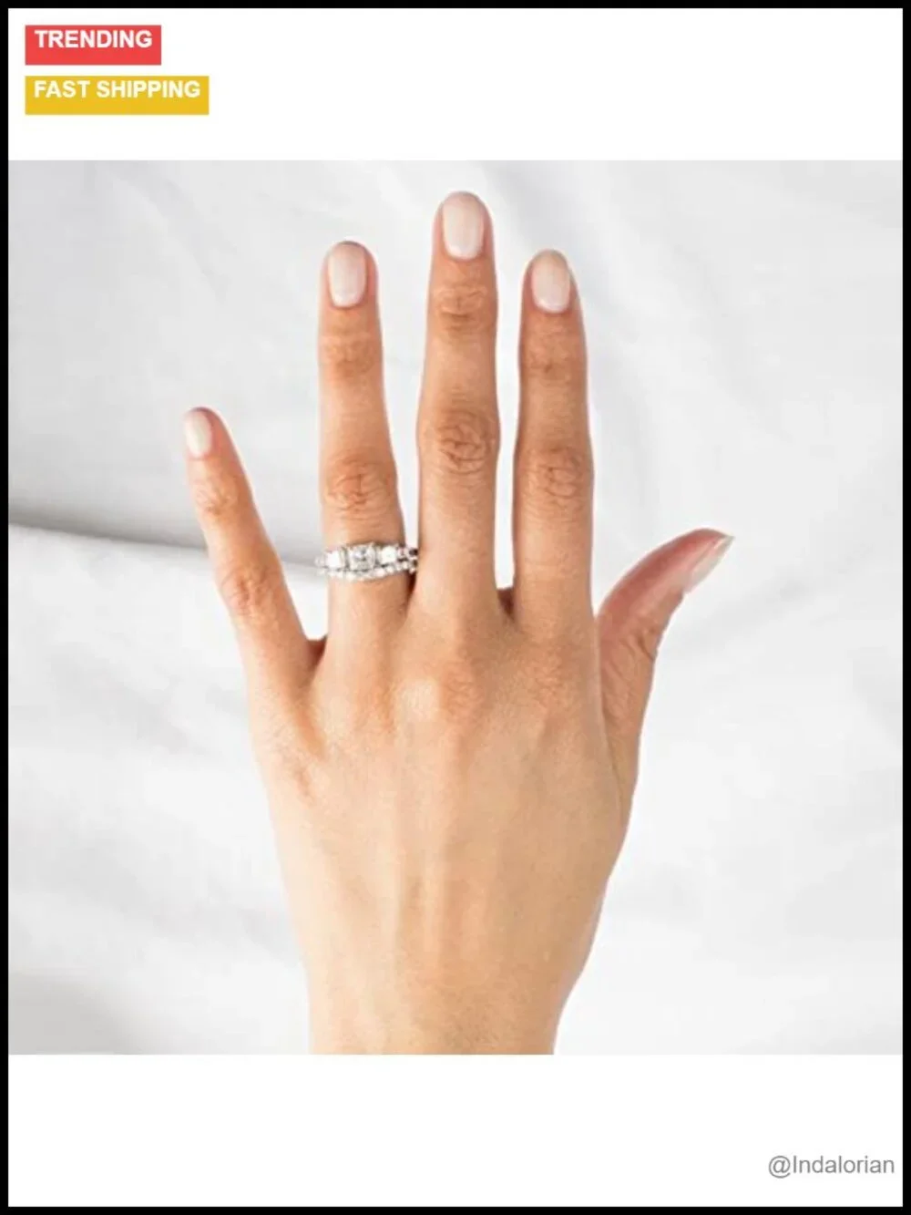 2 Ct Princess 3 Stone Moissanite Bridal Set Platinum Plated Silver